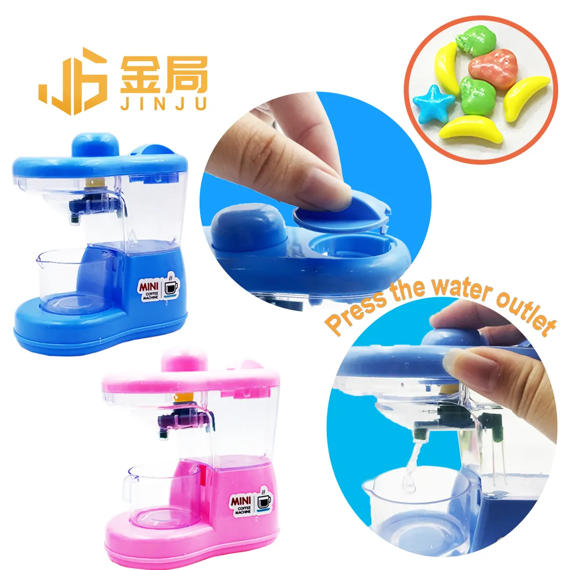 Promotion Children Kitchen Toys Funny Coffee and Juice Machine Candy Filling Mini Coffee Machine Toy