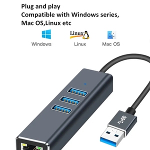 2 in 1 USB C USB 3.0 Gigabit Ethernet adaptörü 3 Port USB 3.0 Hub ile RJ45 dizüstü PC ile uyumlu - Product Image 5