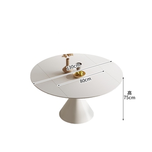 Nordic Dining <strong>Table</strong> <strong>Expandable</strong> Rock Slab <strong>Square</strong> and Round Matte Sintered Stone White Dining <strong>Table</strong> - Product Image 6