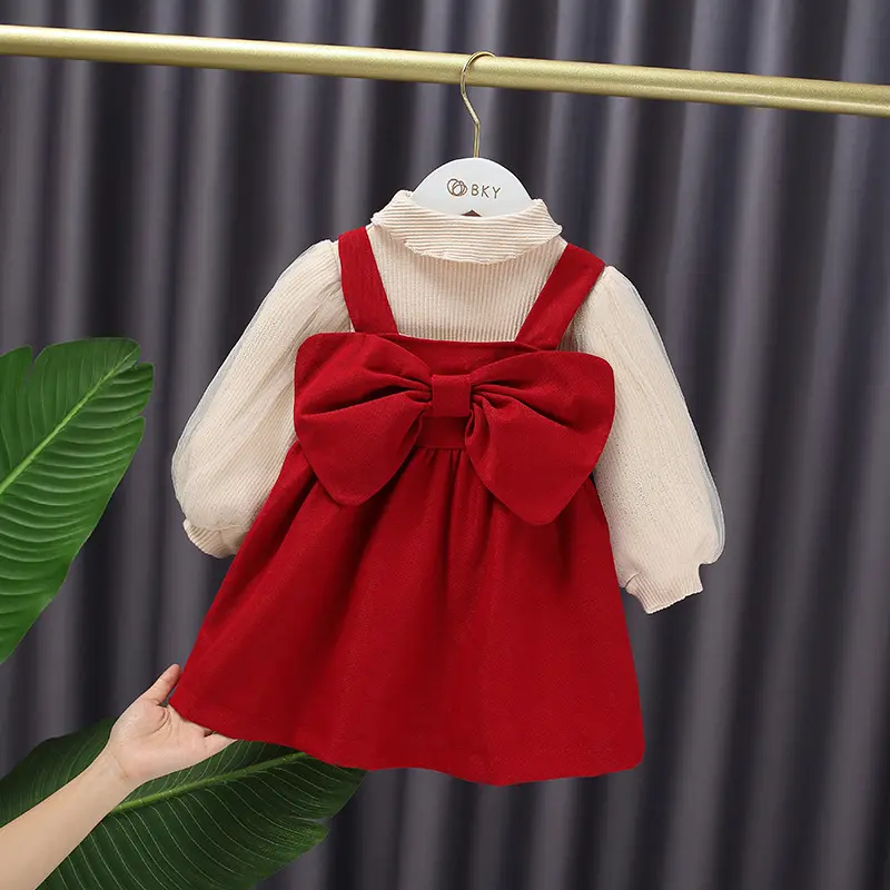 Inverno rosso all'ingrosso set di abbigliamento per bambini toddler girls abiti bow fashion boutique coreane 17