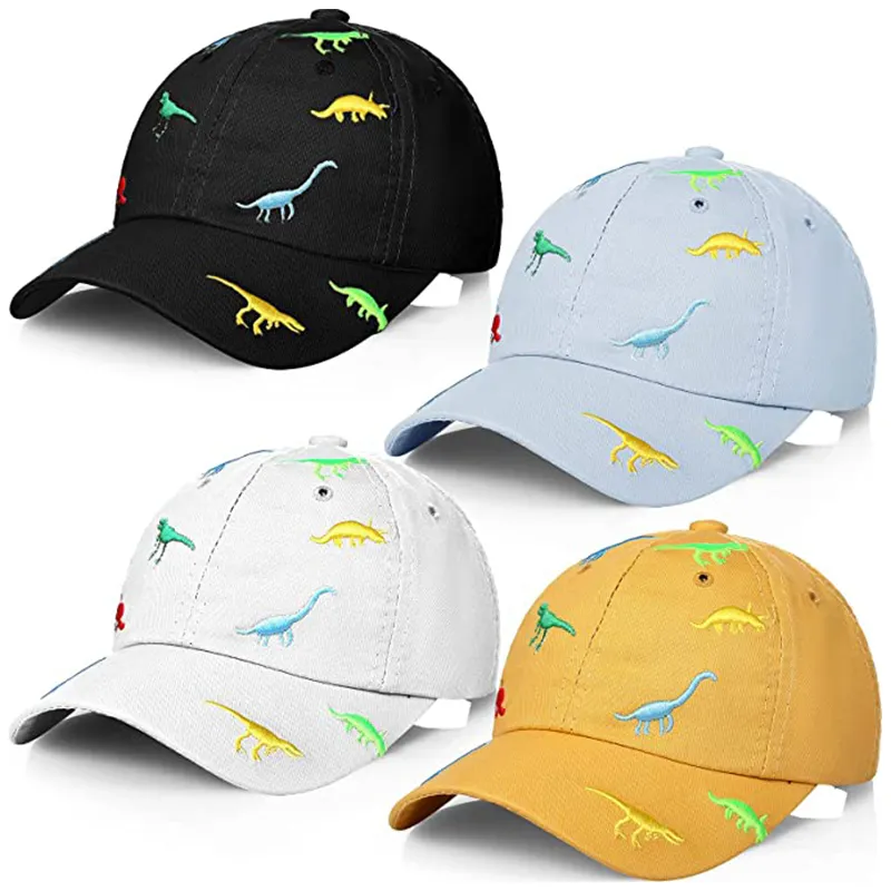 Personalizado al por mayor diseño ajustable dinosaurios niños sublimación chico gorra de béisbol niños deportes gorras curvas OEM Unisex sombrero común