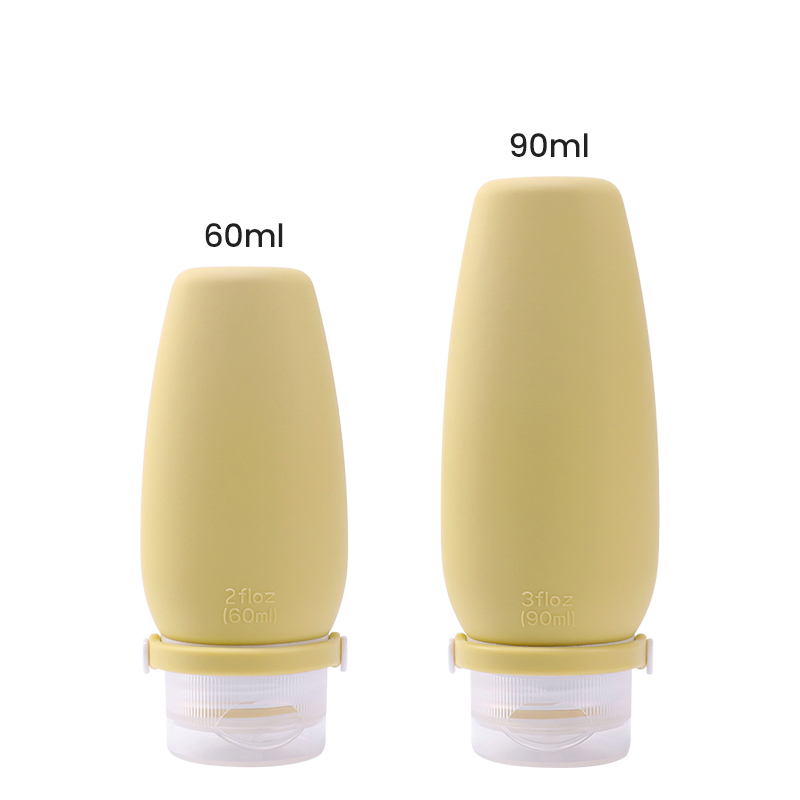 Bouteille rechargeable en silicone jaune