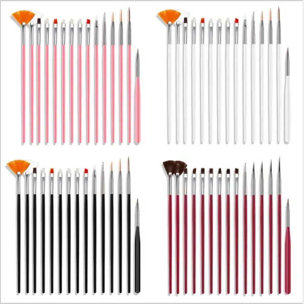 Pennello da disegno all'ingrosso 15 pezzi pennello per Nail Art di alta qualità decorazione per unghie Set di penne per pennelli per pittura
