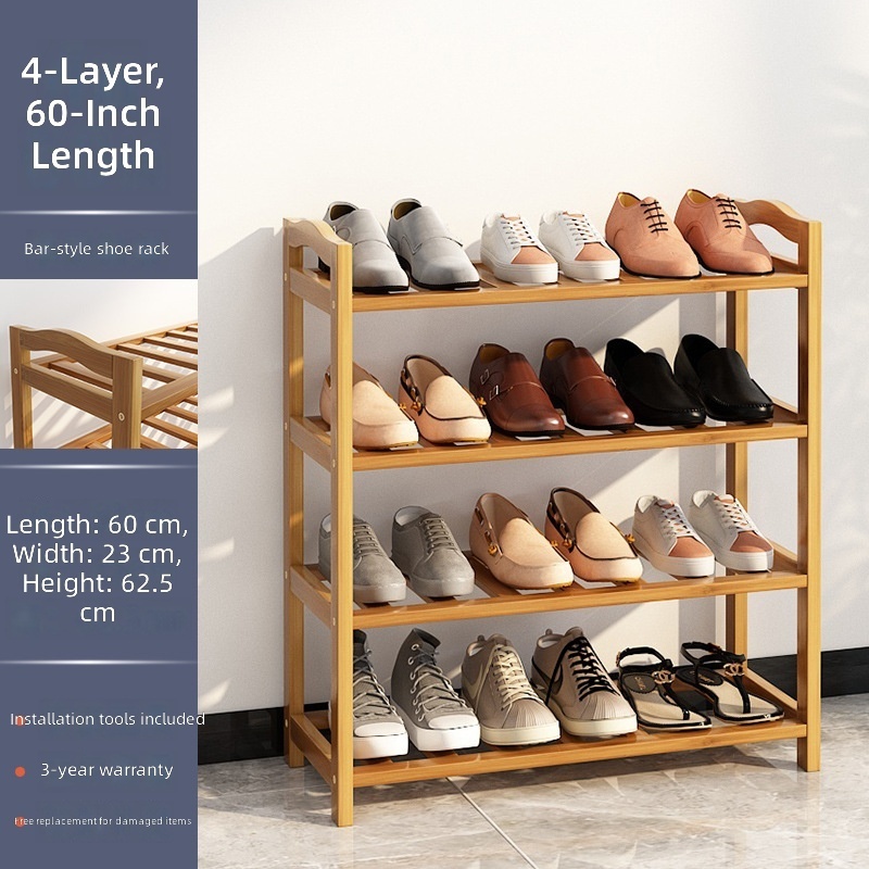 Zapatero de cuatro niveles marrón, de 60 cm de ancho.