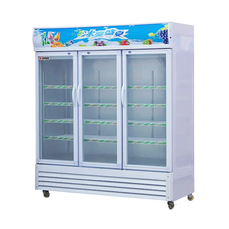 Congelar de bebidas de porta única 134a, loja de conveniente, refrigerador comercial, porta de vidro, vermelho bull, geladeira