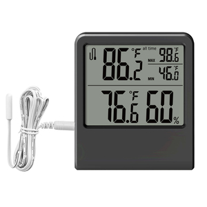 Indoor and Outdoor <strong>Thermometer</strong> Hygrometer <strong>with</strong> Clock <strong>Function</strong> Portable <strong>Thermometer</strong> <strong>with</strong> Probe - Product Image 1