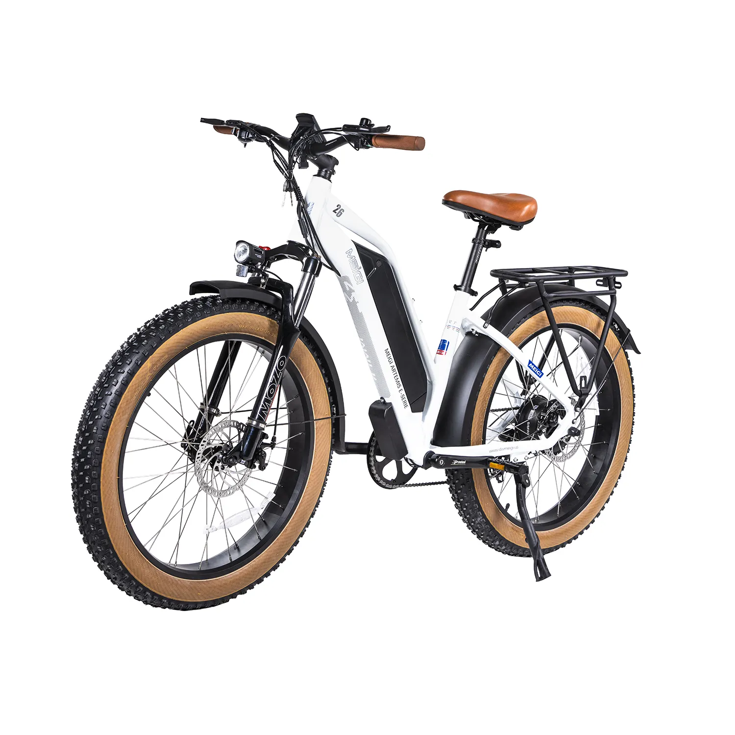 MEIGI-Bicicleta eléctrica con Motor 48V 750w, bici de 26 pulgadas, neumático ancho, 16Ah, listo para enviar, disponible en EE. UU., envío gratis