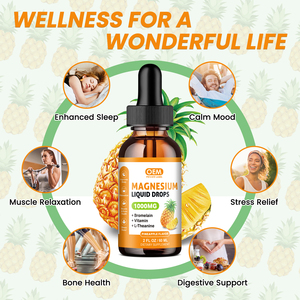 OEM sakin damla stres giderici magnezyum, rahatlama ve daha derin uyku için lif ve Vitamin ile magnezyum glisinat sıvısını düşürür - Product Image 3