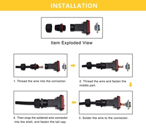 YXY-conector macho y hembra impermeable IP67 DB9 DB15 DB26 d-sub 9 15 25 26 Pin, negro + rojo - Product Image 5