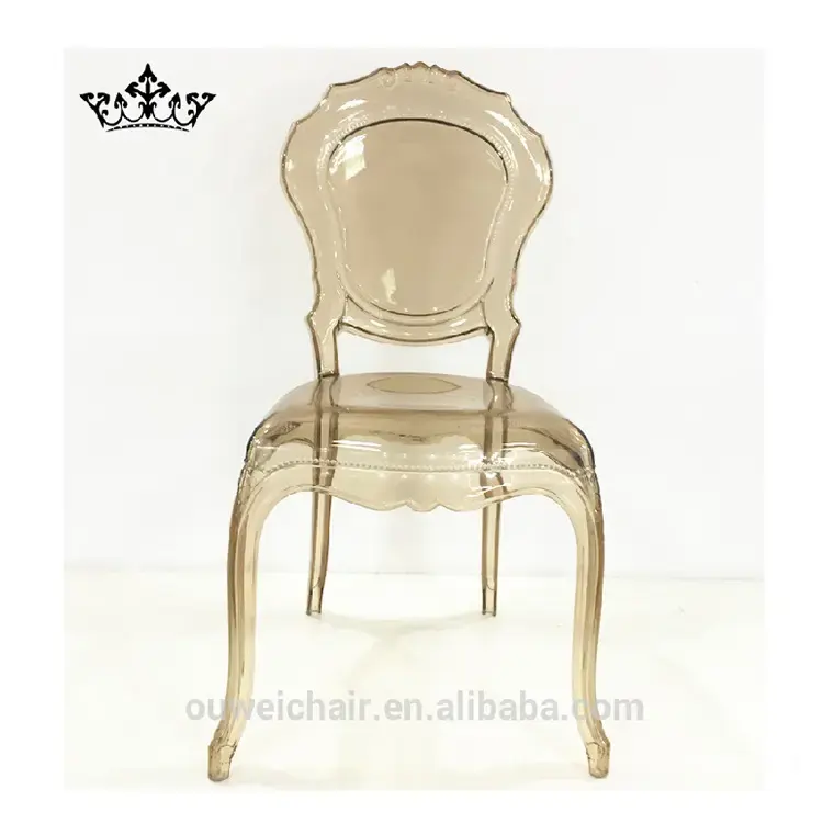 Wholesale Outdoor Amber Acrylic Crystal Resin Event Chiavari Chair Transparent Plastic Dining Chair For Weddings And Banquet