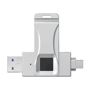 MFi认证高速u盘2合1指纹加密u盘，带密码加密金属旋转驱动 - Product Image 1