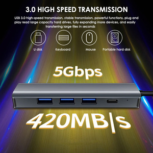 5 in 1 Hub RJ45 1000M Ethernet พอร์ต Gigabit PD USB 3.0 พอร์ต USB 2.0 ประเภท C 2 in 1 สาย USB และประเภท C สถานีเชื่อมต่อ - Product Image 4