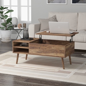 Mesa de centro moderna de mediados de siglo con diseño superior, mesa rectangular de madera grande con diseño elegante - Product Image 2