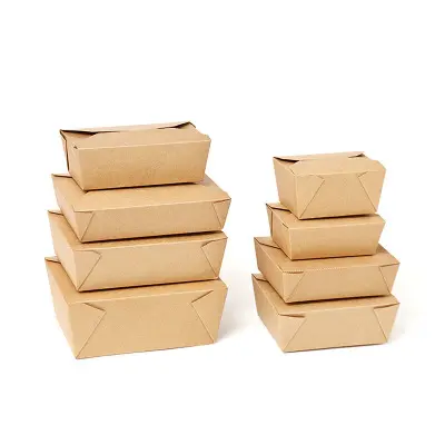Embalagem de papel descartável feita sob encomenda, embalagem portátil de embalagem rápida para alimentos, embalagem para almoço e jantar