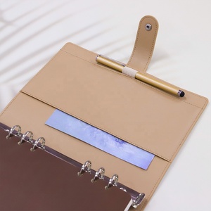 Copertina in pelle sintetica personalizzata di lusso allentata per Business Binder Planner A5 Notebook con chiusura a bottone - Product Image 5