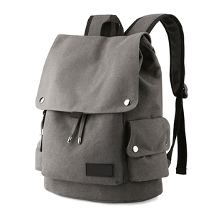 FULIYA Retro College Student Mochila Gran capacidad Logotipo personalizado Lona Mochila con cordón para hombres - Product Image 2