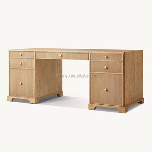 MYHOME 2025 <strong>Executive</strong> Reeded Desk <strong>Durable</strong> 7-Drawer Antique <strong>Computer</strong> Table for Home Office Use Manager Desk Furniture Set - Product Image 2