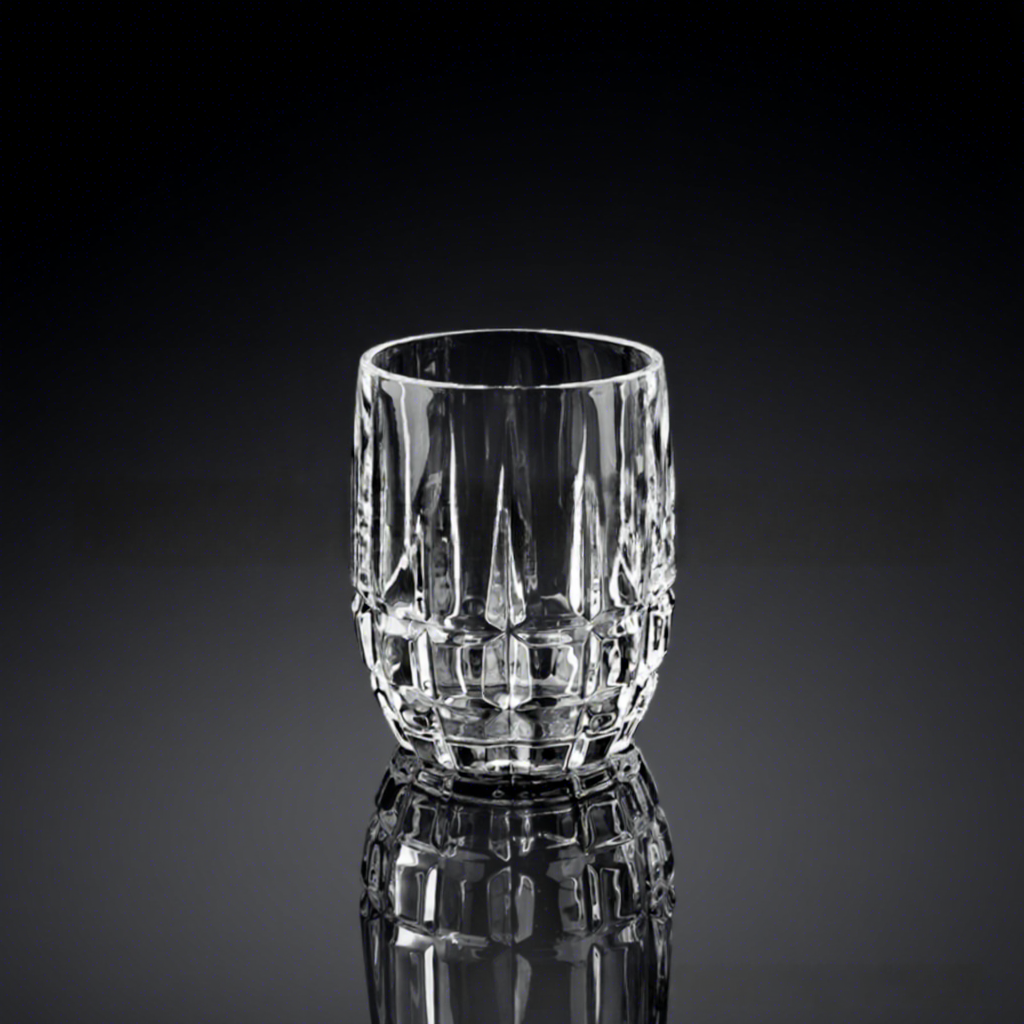 transparent checkered egg-shaped low cup