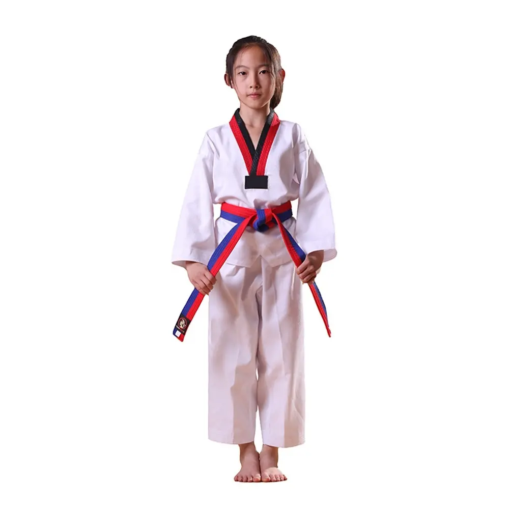 Werbe benutzer definierte Unisex Kinder WTF Kung Fu Kleidung Taekwondo Uniform Karate GI