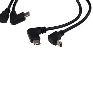 黑色90度角迷你USB 5针公至USB-C 3.1型C公充电数据适配器电缆，用于数码相机 - Product Image 4