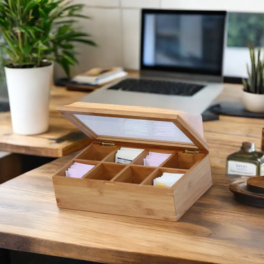 Sopewod elegante scatola per il tè eco-friendly scatola ermetica e a prova di umidità Organizer per foglie di tè e sacchetti per uso ufficio