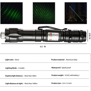 ירוק מתכוונן גבוה כוח לייזר חזק חזק 5532nm סוללה 18650 לייזר 009 טווח ארוך עם כובע כוכב pto לייזר אור - Product Image 6