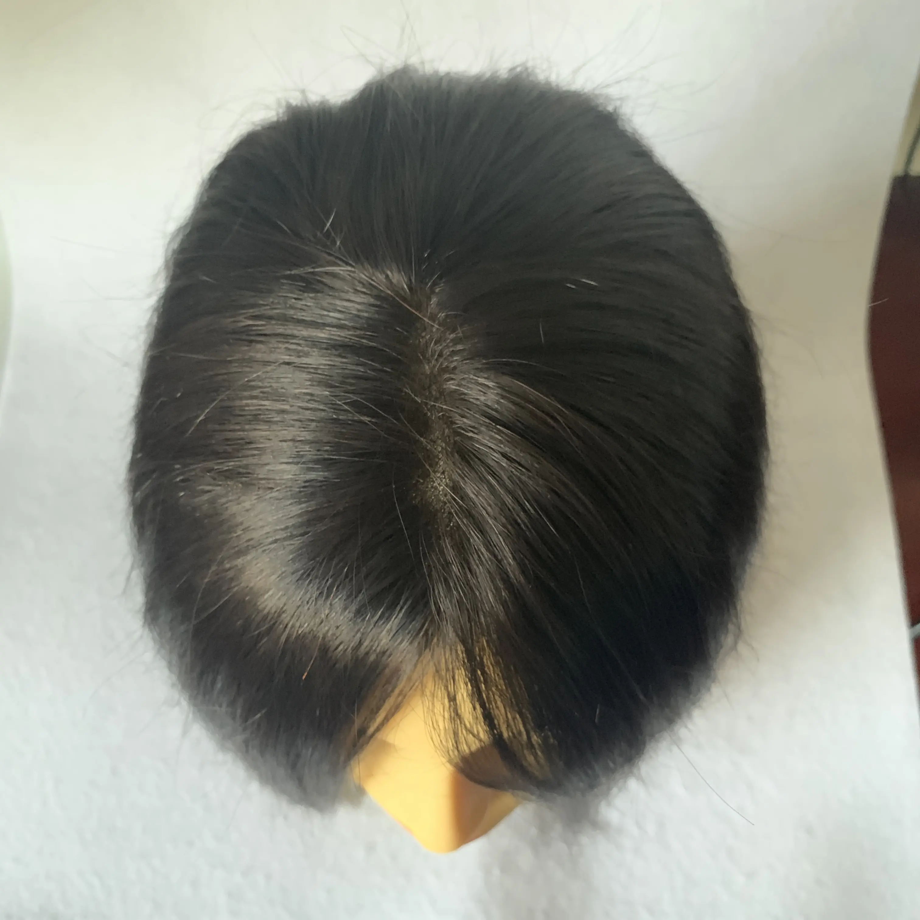 Sito web di acquisto on line 100% parrucca capelli umani anteriore mono parrucca donne colore nero capelli veri respirazione parrucca capelli corti