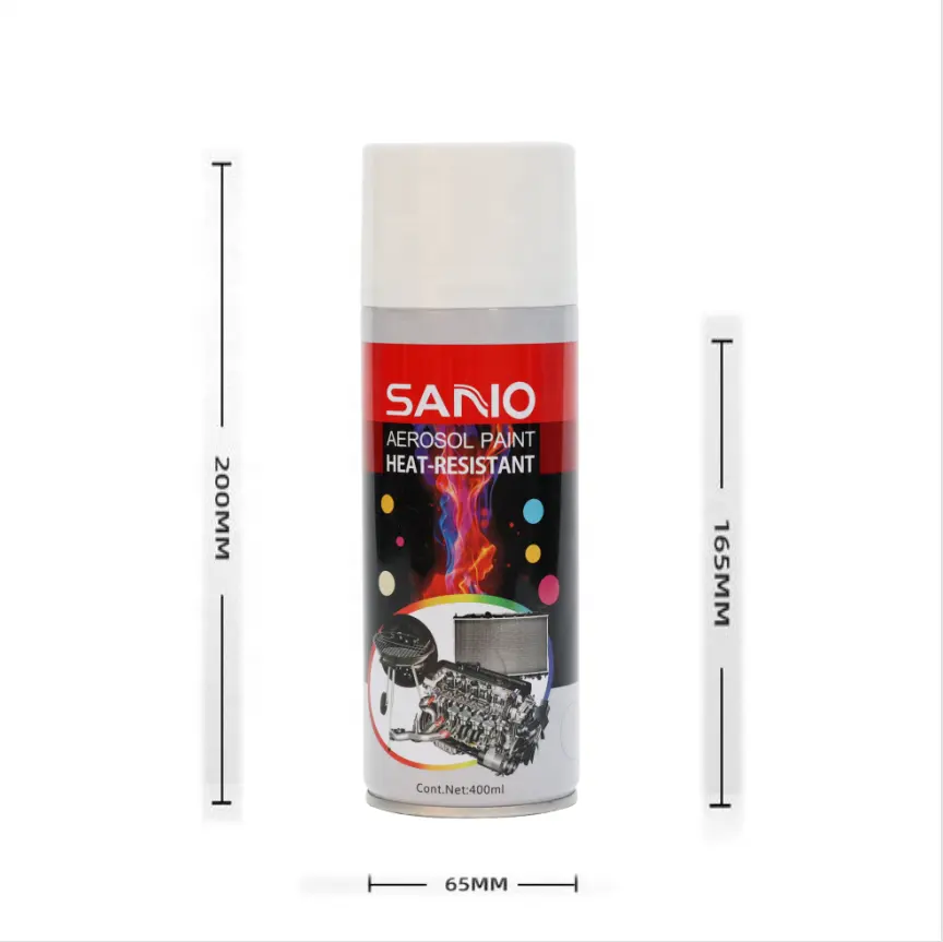 SANVO 400ml prix usine peinture acrylique noir et argent peinture en aérosol résistance à haute température