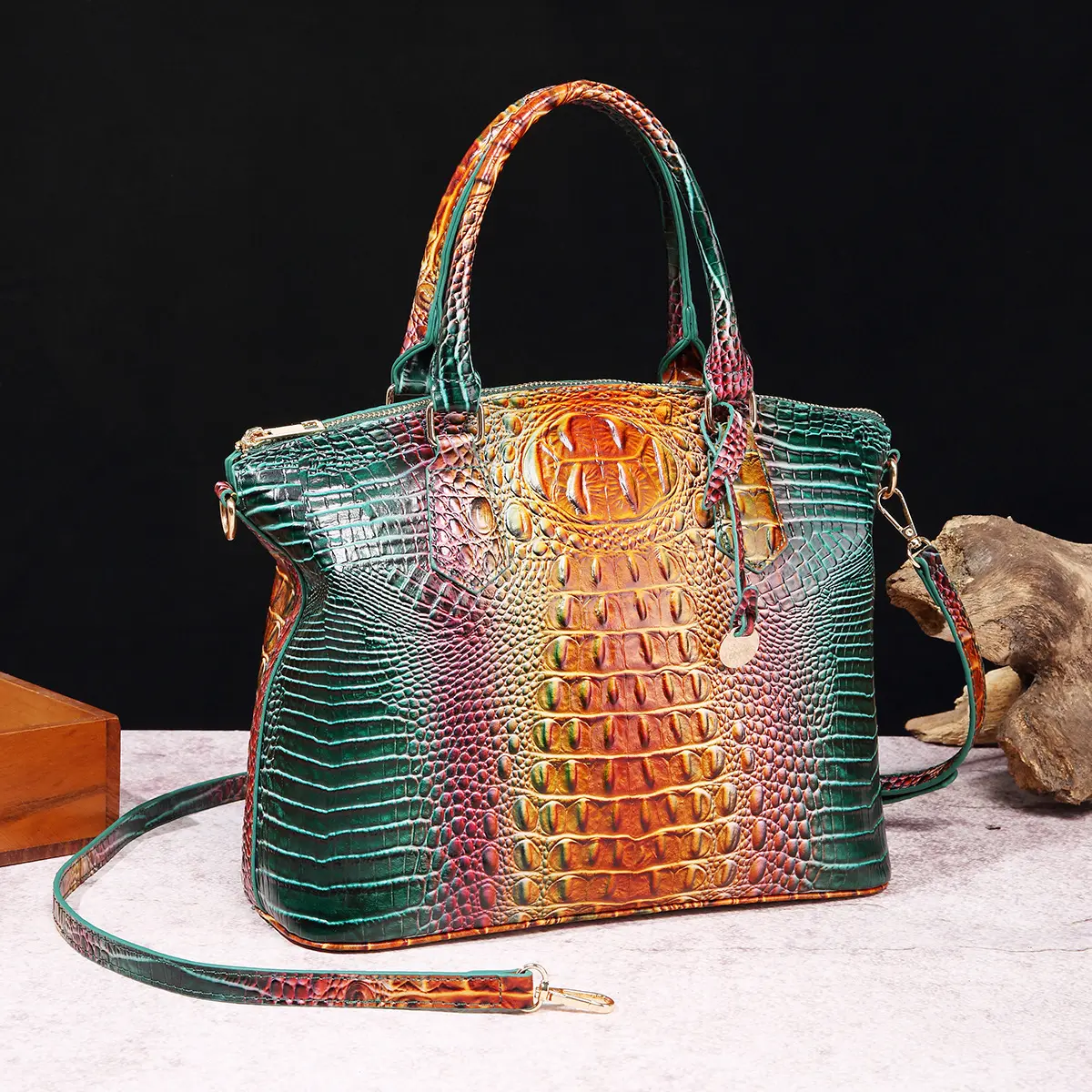 Retro thời trang phụ nữ sang trọng Túi xách thời trang phụ nữ tote túi thiết kế độc đáo cá sấu patternnote Túi xách tay Ví