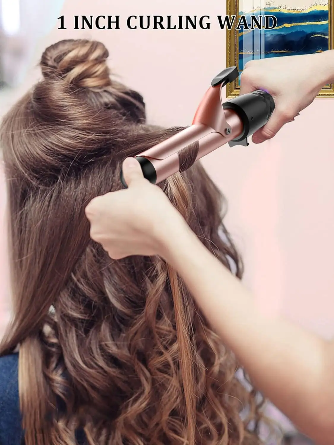 Pengeriting rambut 1 inci, tongkat pengeriting rambut 25mm, pengeriting rambut keramik, pengeriting rambut panas untuk rambut panjang sedang pendek