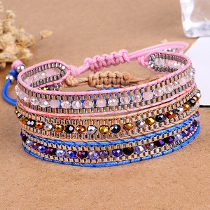Bohemian estilo colorido cristal Miyuki semente tecido miçangas amizade pulseira bola forma padrão presente feminino para casais