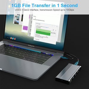 USB 3.1 Gen2 4K HDMI PD60W Ethernet Port C tipi Hub M.2 SSD durumda 6 in 1 USB C hub NVME ve SATA SSD muhafaza - Product Image 3