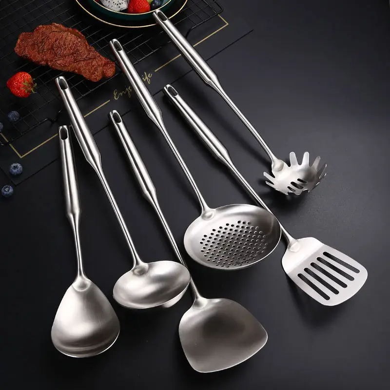 Herramientas de cocina originales de fábrica, 6 uds., juego de utensilios de cocina de acero inoxidable duradero/utensilios de cocina en stock