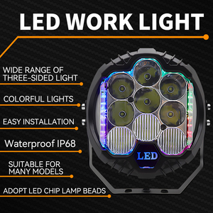 Sıcak satış beyaz/sarı 7 inç 90w çalışma ışık Led ışık Bar lamba spot Bar ışıkları RGB DRL cipler için Wrangler JL,JK