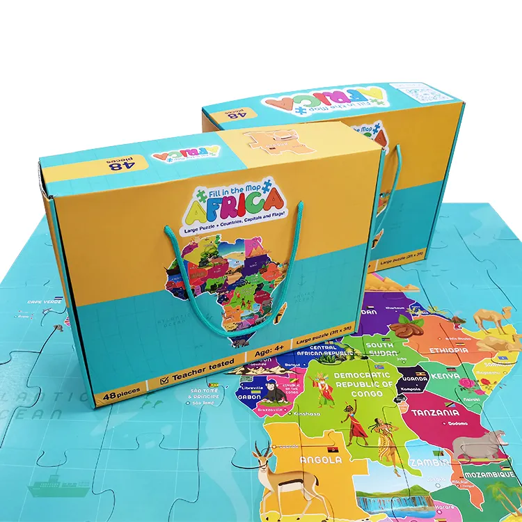 Atacado Dos Miúdos do Costume Brinquedo Educação Jigsaw Puzzle Game Personalizado Mapa Do Mundo 48 100 Peças Crianças Andar Puzzle