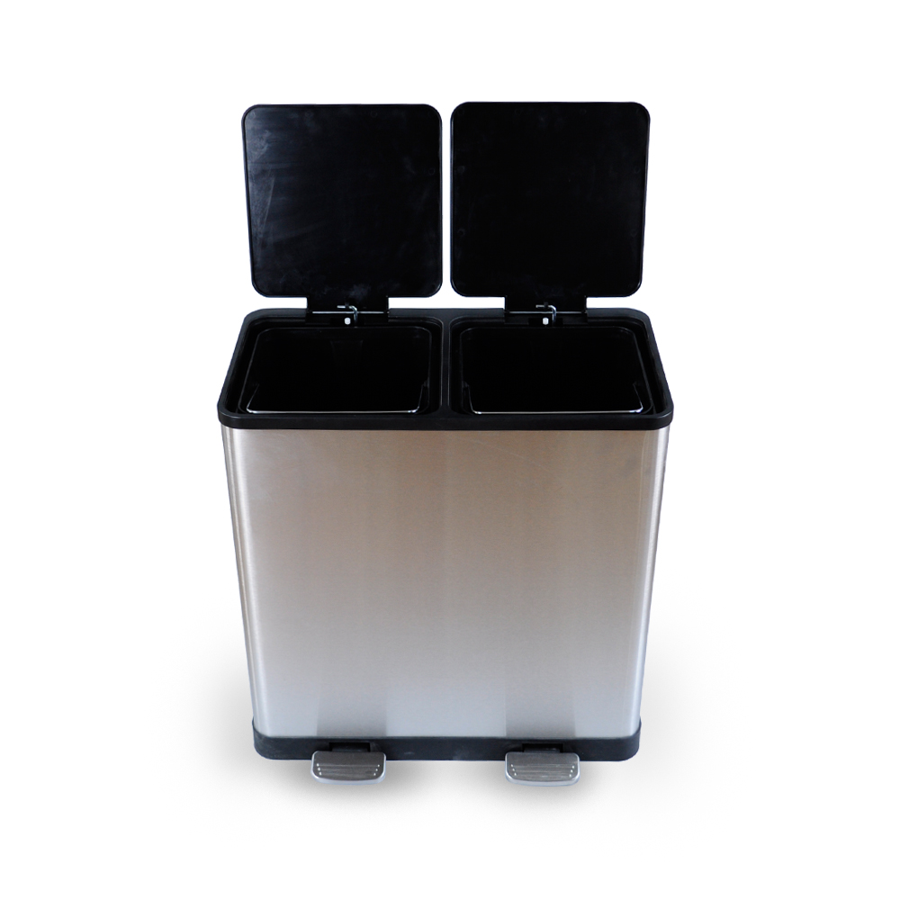 Lid Independent Sorting Stainless Pedal Trash Can Garbage Classification Two Barrels Steel Customized Logo All-season Accepted