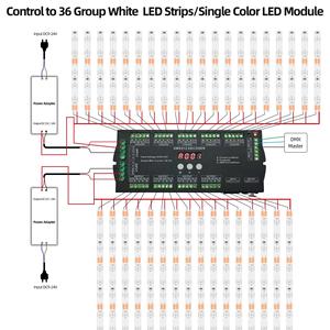 Decodificador DMX de 36 canales, controlador de atenuación 2A/CH, RGB, RGBW, controlador de tira de LED, 1/2 canales, 1/2
