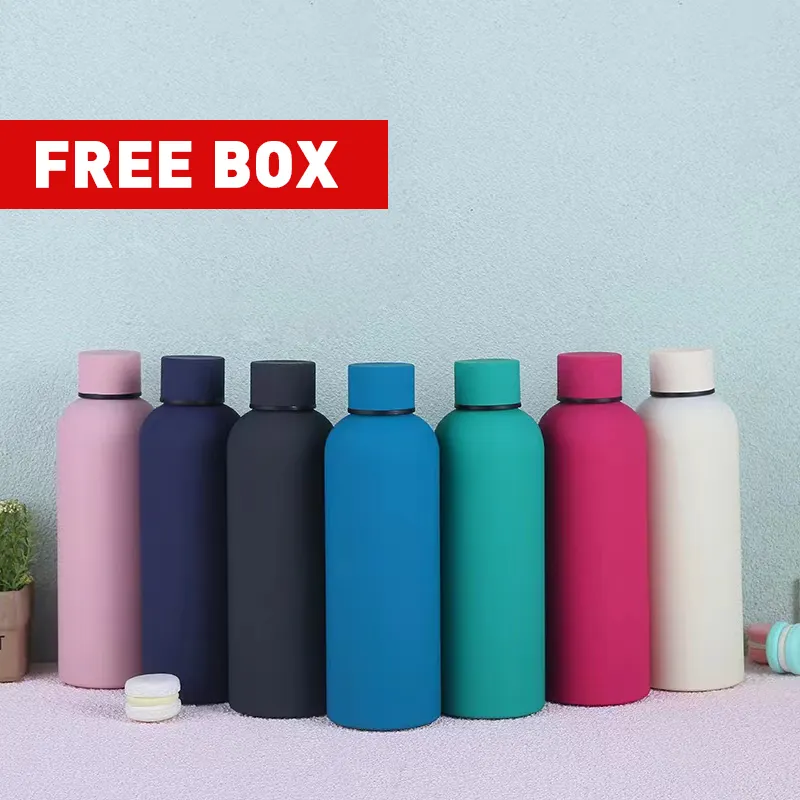 Customized color logo reusable gym sport metal bottles sublimation stainless steel vacuum flasks thermos drinking water bottle