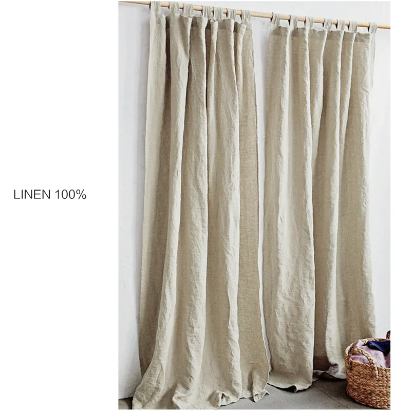 Cortina de lino y lino para el hogar, accesorio nórdico elegante de alta calidad, Natural, 100% francés, para dormitorio