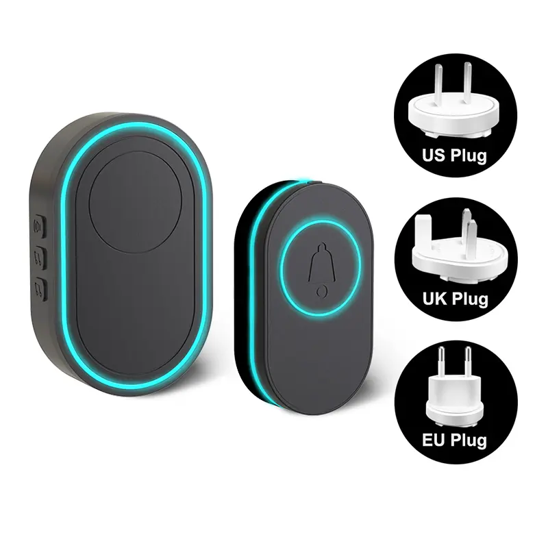 EU US UK Plug 39 Sounds Long Wireless Distance White Black waterproof Button ring bell doorbell wireless ring doorbell