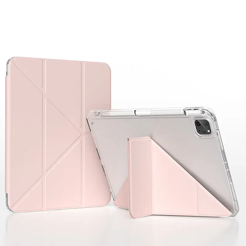 New Product Y Fold soft clear TPU stand PU leather smart Tablet cover for apple ipad Air4/5 10.9 inch for men women