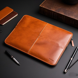 Hersteller benutzer definierte stilvolle Retro-Design braun Premium Top Layer echte echte Rindsleder Laptop Laptop Schutzhülle Fall