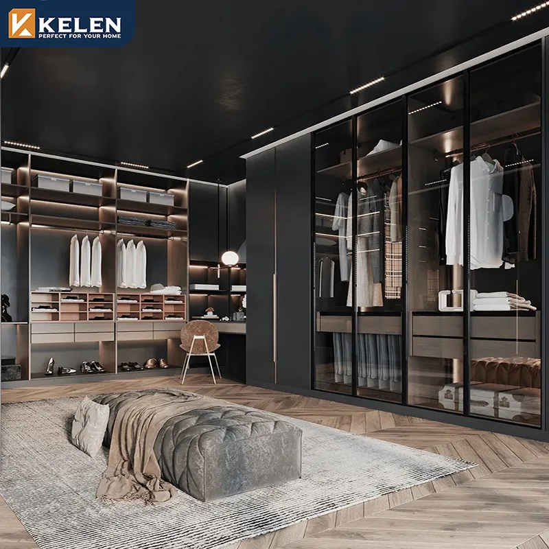 Kelen 2024 armoires encastrées meubles de chambre à coucher mdf armoires pour chambre à coucher conceptions armoire à portes coulissantes
