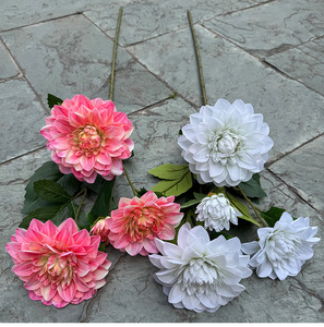 S038 3 ראשים מלאכותיים משי פרח <span class=keywords><strong>dahlia</strong></span> פרח מלאכותי 3D dahlias עבור תפאורה ביתית