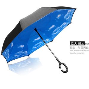 防风倒倒车车伞防紫外线大C型手柄双层贴雨伞 - Product Image 4