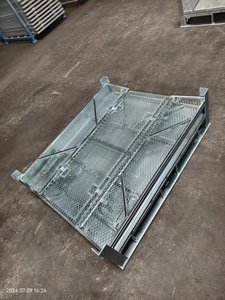 Almacenamiento industrial Contenedor de malla de alambre galvanizado apilable Jaula de caja de palés de malla resistente - Product Image 6