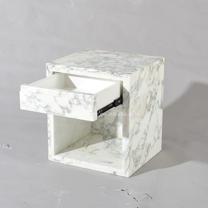 Hiện đại màu be travertine Bàn Cạnh Giường ngủ vuông đầu giường sang trọng Bắc Âu nội thất phòng ngủ - Product Image 2