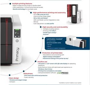 Unimes Evolis PRIMACY 2 NFCカード用チップ付き片面両面PVCIDカードプリンター - Product Image 6