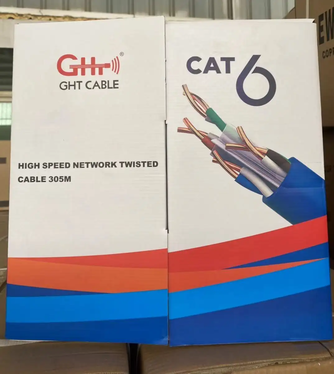 Cat6 kabel ethernet tes lewat tembaga murni premium cca 23awg kabel jaringan UTP CAT 6 dalam dan luar ruangan 305m kualitas tinggi