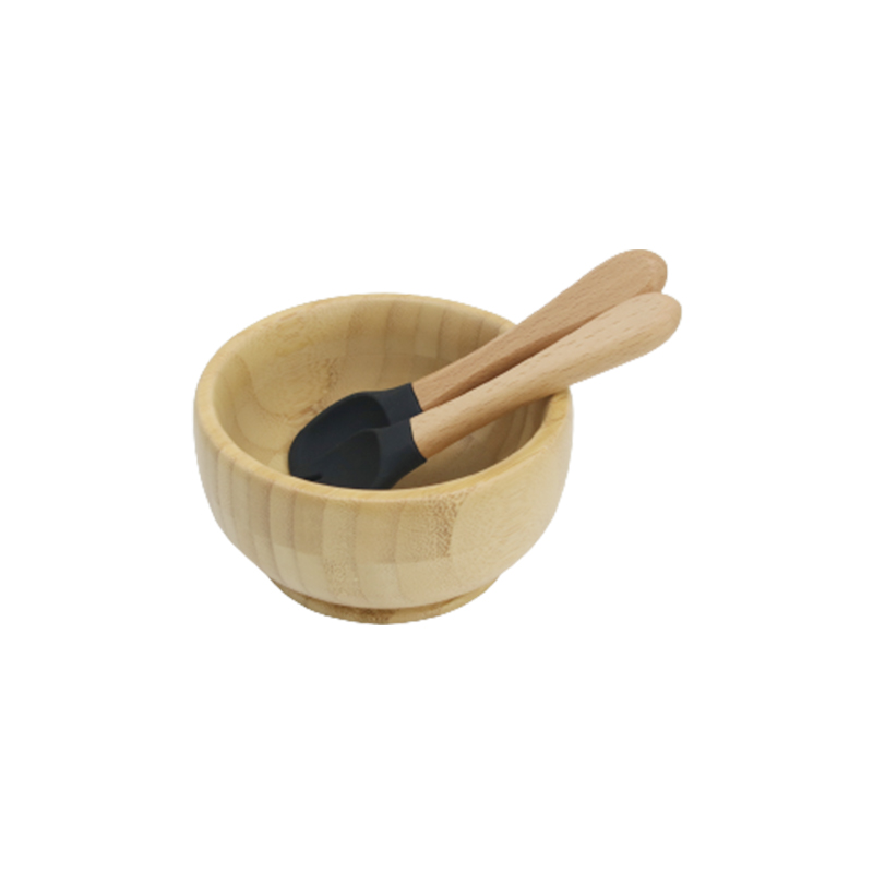 Bol en bambou avec cuillère et fourchette 27#Noir